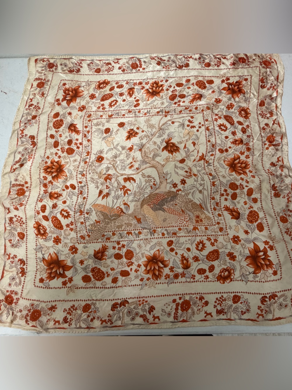Japanese Floral Silk Scarf